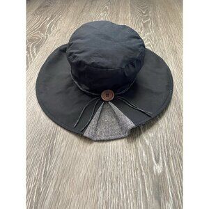 Sun N Sand Wide Brim Packable Sun‎ Hat Black Gray Button